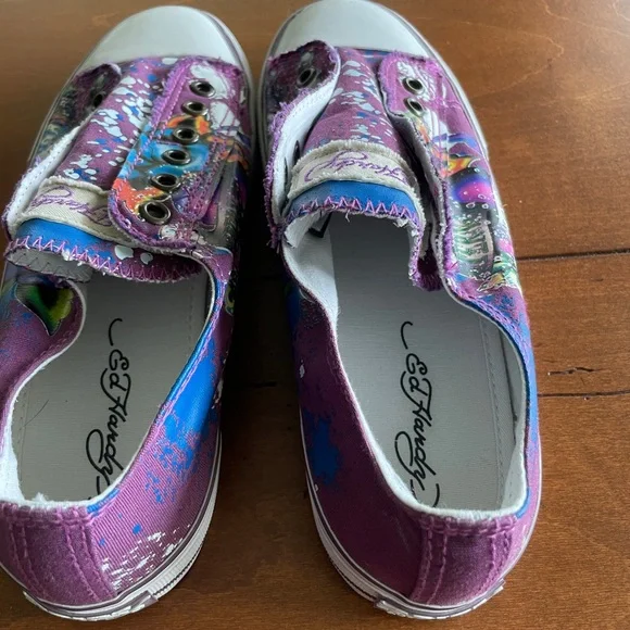 Ed Hardy Y2K Eternal Love Painted Slipons Women’s Size 7 - Picture 6 of 7